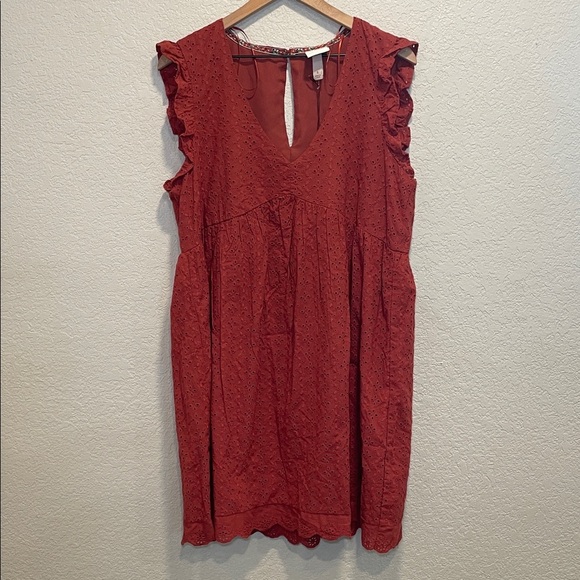 Knox Rose Terracotta Sleeveless Eyelet Dress Size Small NWT - Picture 3 of 8